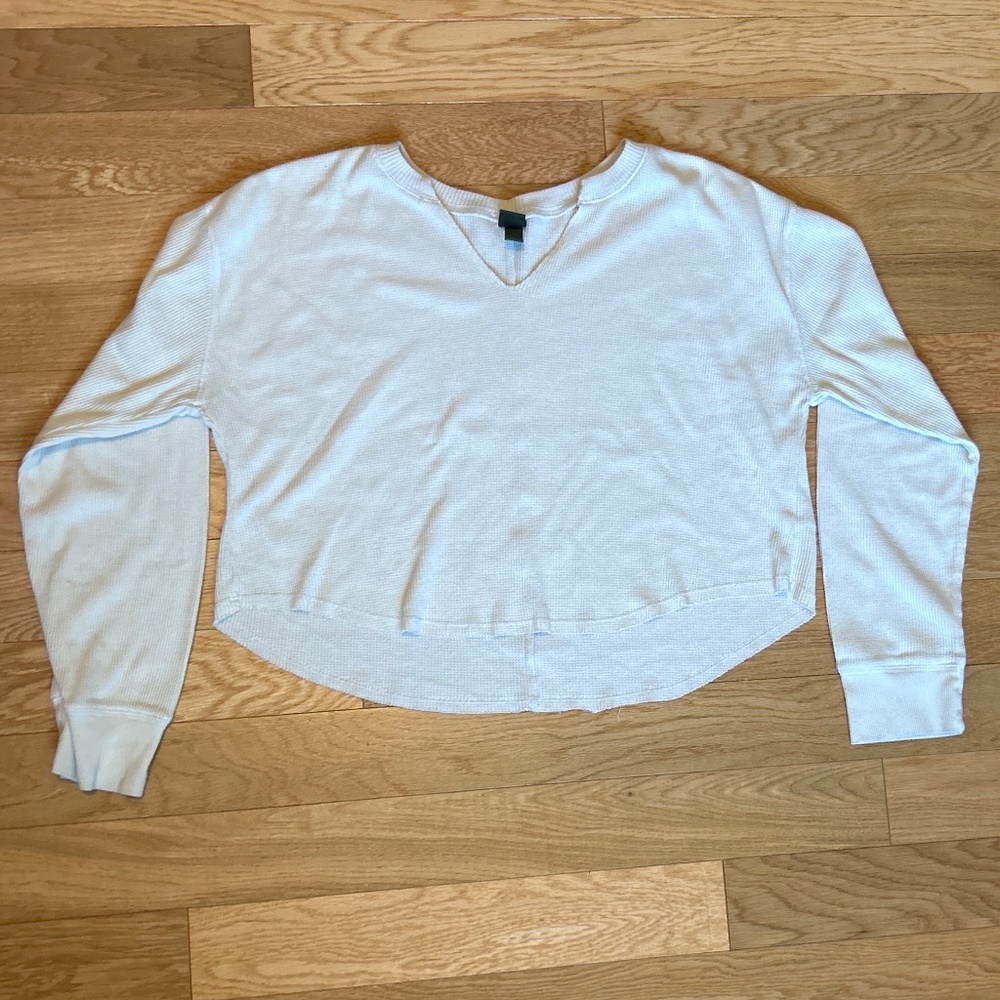 Cream waffle cropped tee